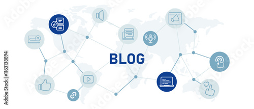 Blog concept icon website header information news journal update content article writing post in internet for content engagement