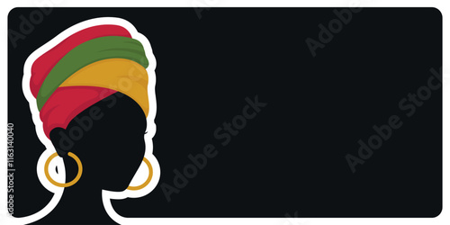 Black history month banner with african american woman. Vector illustration in flat style