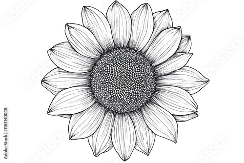 Sunflowers Bloom Beautifully in Black Ink