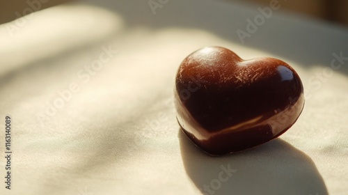 Heart Shaped Chocolate Candy On Fabric