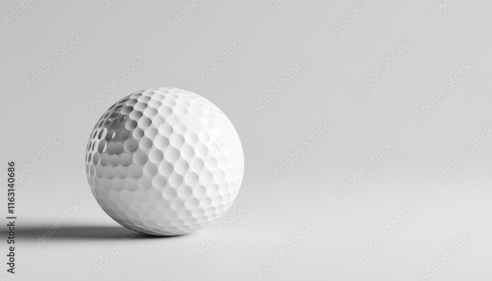 Close up of a Golf Ball on White Background