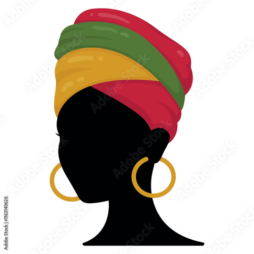 African American. Woman silhouette. Vector illustration in flat style