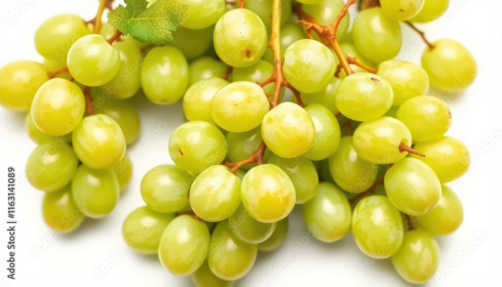 a close up of a bunch of green grapes on a white surface a close up of a bunch of green grapes on a white surface