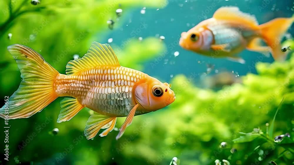 two goldfish swimming in a tank two goldfish swimming in a tank