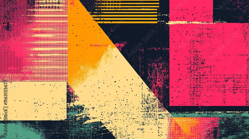 Naklejka premium Abstract geometric art with textured shapes and vibrant colors.