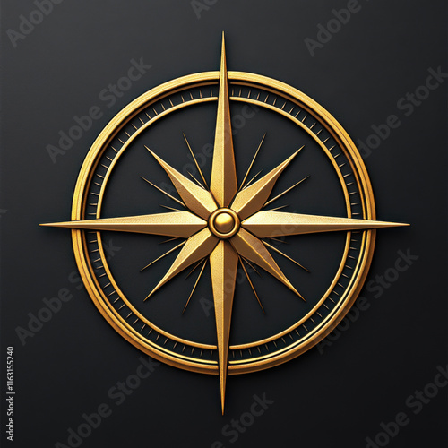 Business direction and target, Golden compass design with intricate details and sleek finish