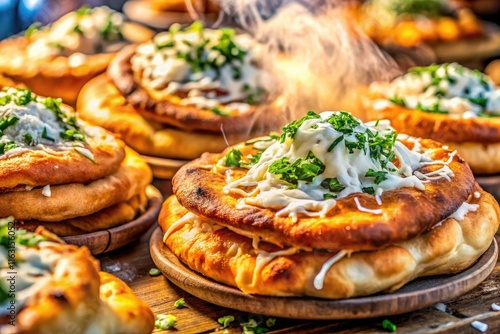 Taste Hungary's Langos!  Delicious fried flatbread, easy recipe. Street food perfection. photo