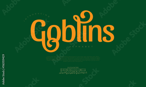 Goblin typography beauty fashion elegant minimalist serif italic fonts decorative wedding vintage retro logos. Minimal luxury font alphabet logo. Vector illustration
