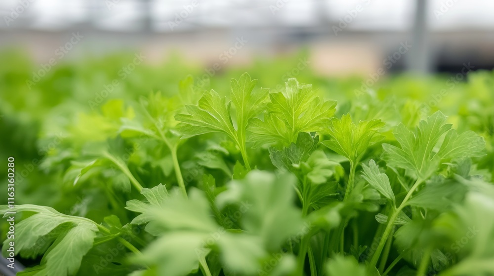 Hydroponic celery cultivation in a greenhouse Hydroponic celery cultivation in a greenhouse