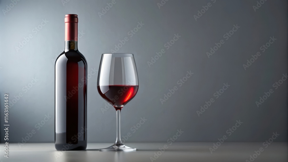 Red wine bottle mock up with wine glass on background, red wine, bottle, mock up, wine glass, isolated,background, alcohol Red wine bottle mock up with wine glass on background, red wine, bottle, mock up, wine glass, isolated,background, alcohol