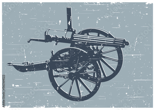 Gatling gun illustration retro poster photo