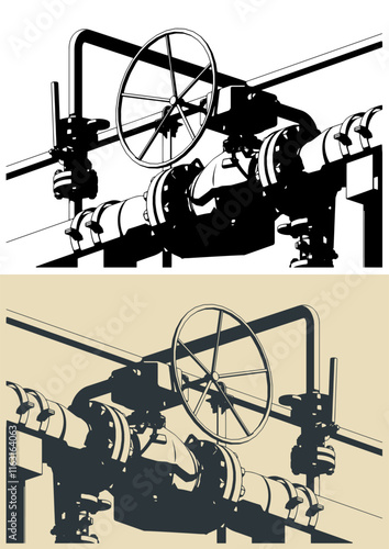 Natural gas metering skid close up