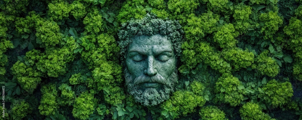 Discover an ancient stone head nestled amidst lush green foliage, a powerful lucky charm, symbolizing unwavering good luck and belief, resting in an ancient forest This serene image evokes feelings Discover an ancient stone head nestled amidst lush green foliage, a powerful lucky charm, symbolizing unwavering good luck and belief, resting in an ancient forest This serene image evokes feelings