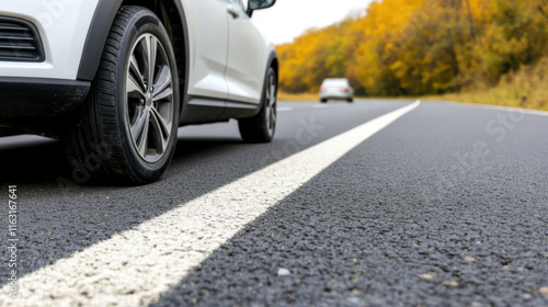 Wallpaper Mural White car on the side of a road, representing isolation - Abandonment Torontodigital.ca