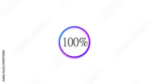 simple and minimilist 100% loading,share,progress and completed sighn ,1 to  100 percent  loading bar, bright progress circle photo