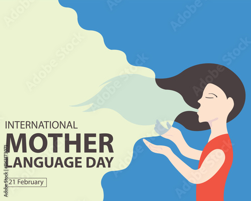 illustration vector graphic of a woman exhales into the air, perfect for international day, mother language day, celebrate, greeting card, etc.