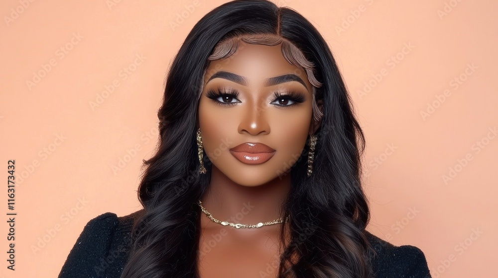 Portrait of a woman with styled hair and glamorous makeup. Portrait of a woman with styled hair and glamorous makeup.