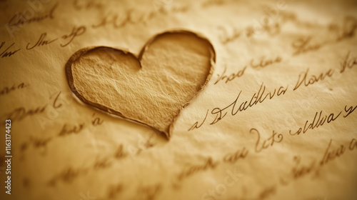 A close-up of a vintage love letter, with the edges blurred out, and the central part showing cursive writing against a warm, soft-focus backdrop.