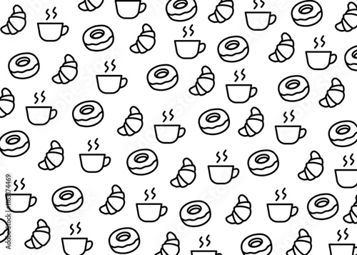 seamless pattern coffee and bakery icon with white background