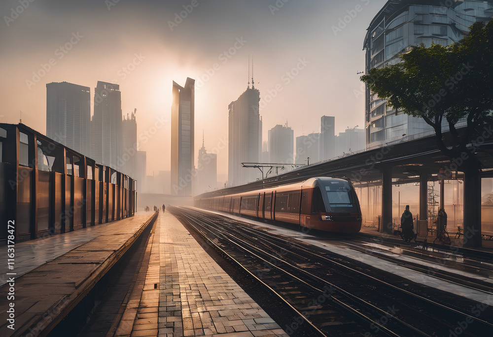 Fototapeta premium railway bridge at sunset
