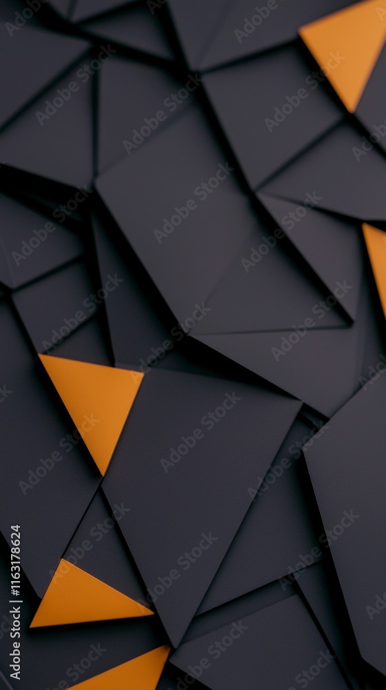 Fototapeta premium Abstract Geometric Background Dark Grey Orange Triangles