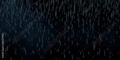 A rainy day with a dark sky and raindrops falling. Scene is somber and melancholic