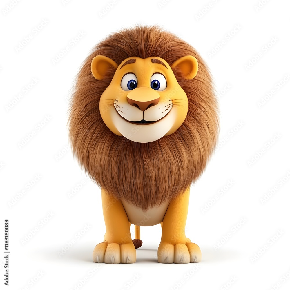 A cartoon lion with a big smile on its face A cartoon lion with a big smile on its face
