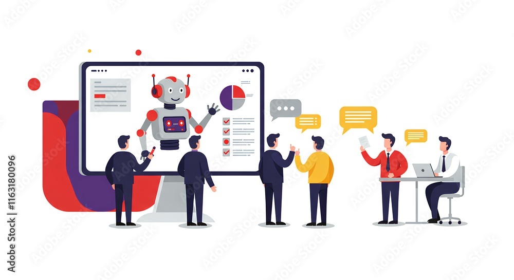 Fototapeta premium ロボット - 会社 - データ分析 - ビジネス - コンセプト - 人工知能 - ツール - 戦略 - AI - テクノロジー - イラスト