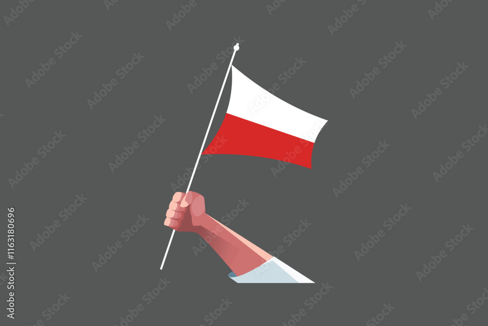 A hand holding a Poland flag, Flag of Poland national country symbol illustration Vector, Rectangle Poland flag illustration, Flat vector illustration
A hand holding a Poland flag, Flag of Poland national country symbol illustration Vector, Rectangle Poland flag illustration, Flat vector illustration