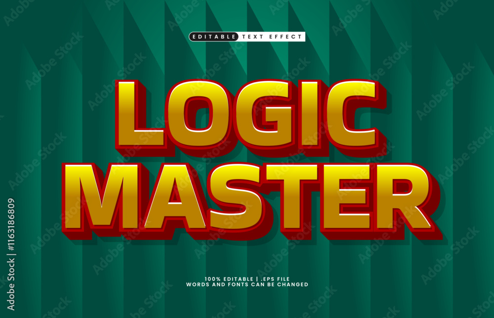 Obraz premium logic master editable text effect with a game and happy text style