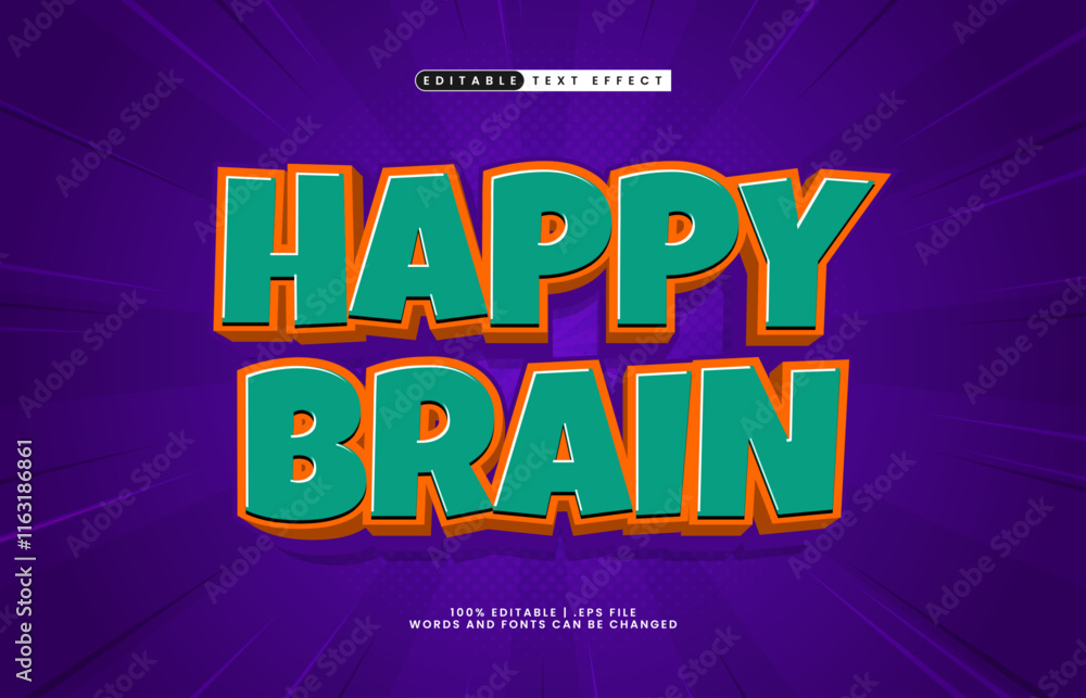 happy brain editable text effect with a smart and kids text style happy brain editable text effect with a smart and kids text style