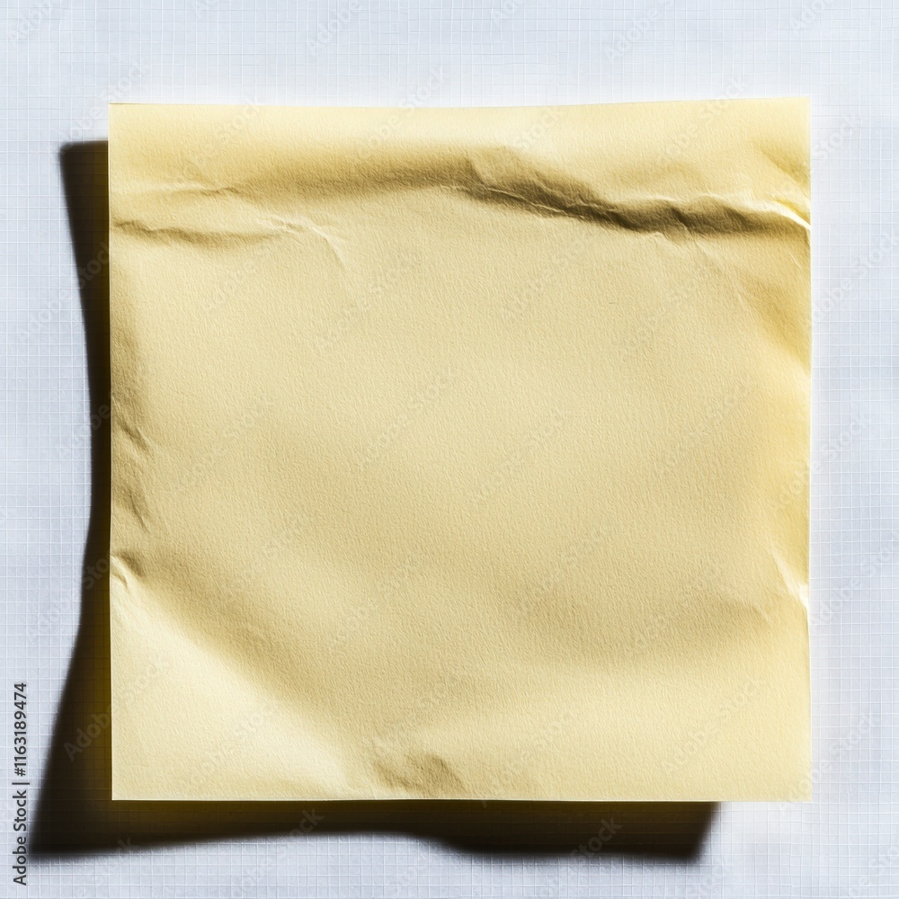 Obraz premium Blank Yellow Sticky Note Paper Crumpled Texture Isolated Background