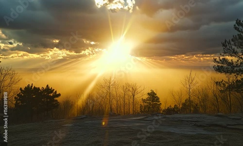 Sun light rays coming though the cloud 