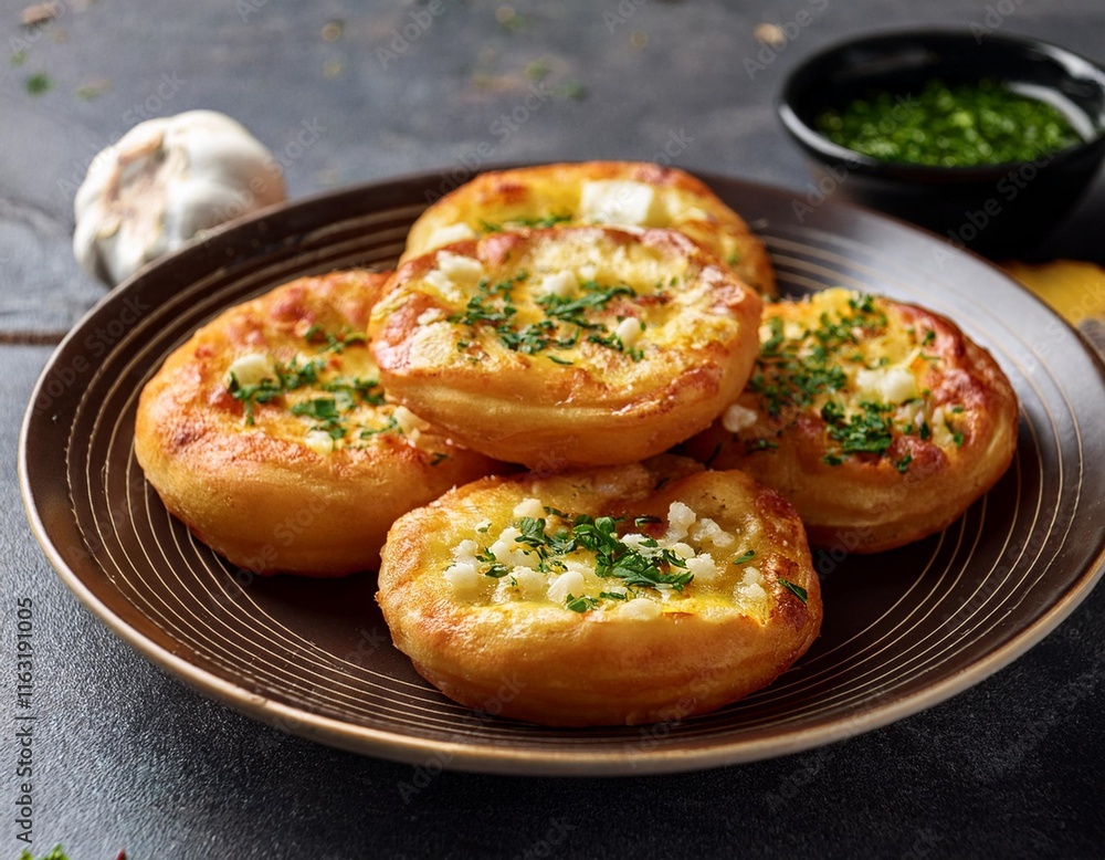 Golden Langos Fried Dough with Garlic and Cheese Golden Langos Fried Dough with Garlic and Cheese