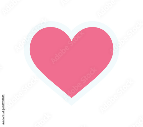 Cute flat heart icon sticker. Bold round symbol of love. Abstract shape and modern element, y2k style, graphic icon for decoration or trendy designs.