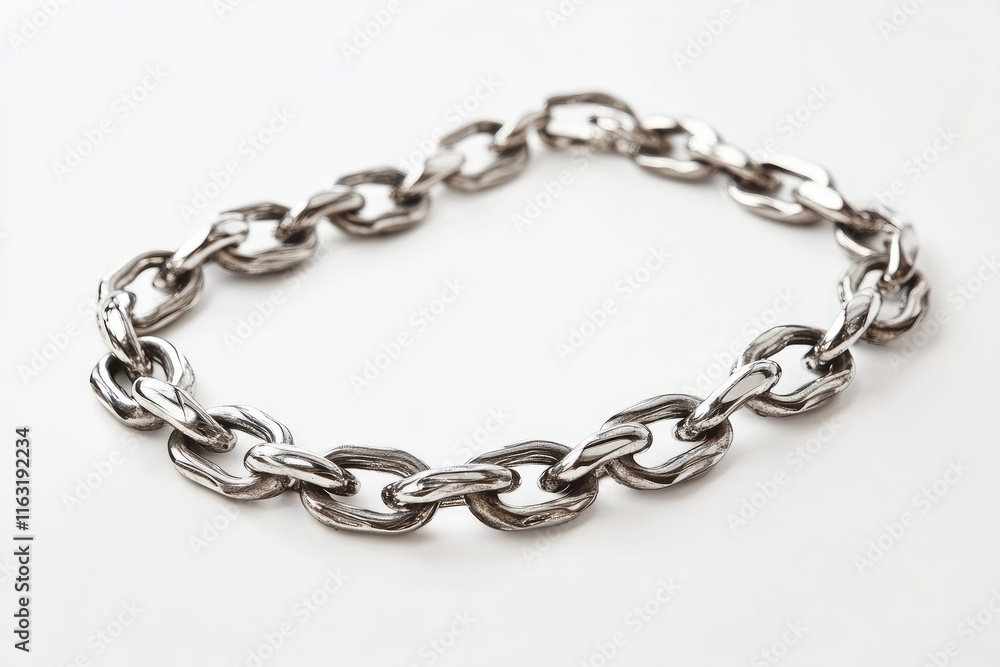 Fototapeta premium Silver chain necklace on white background