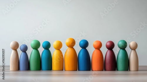 Obraz na płótnie Wooden and colored figures representing diversity and inclusion w salonie
