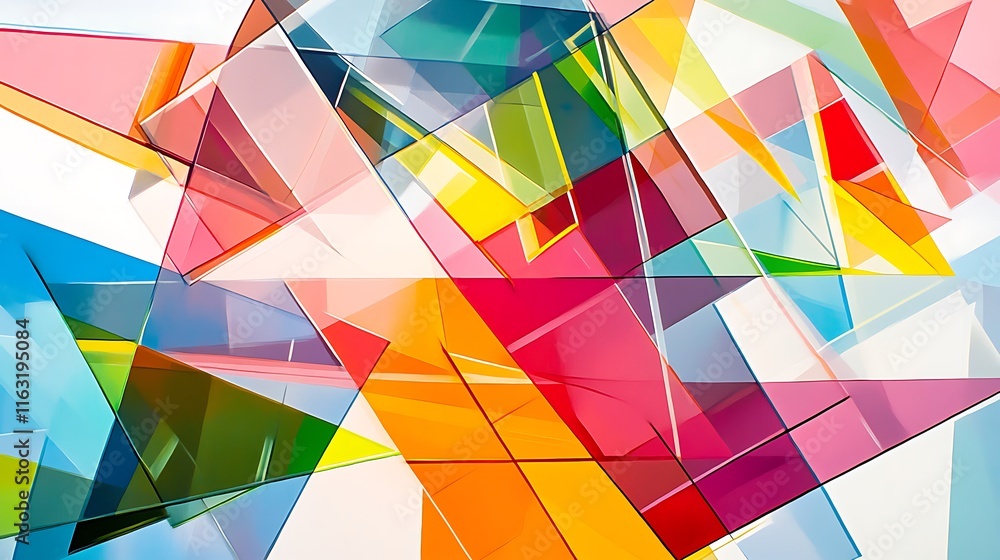 Fototapeta premium Abstract Colorful Geometric Shapes Intersect and Overlay
