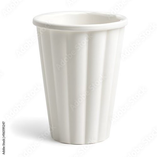 Wallpaper Mural White fluted paper cup, white background, product photography, front view.  Torontodigital.ca
