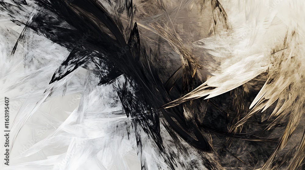 Obraz premium Abstract Black Brown and White Swirling Fractal Art