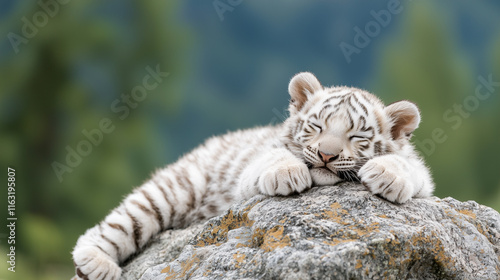 White Tiger Cub Napping on ...