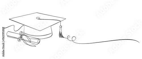 Graduation Cap line art style