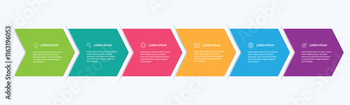 6 process infographic arrows design template. Planning, Marketing, Strategy and Business presentation. Vector illustration.