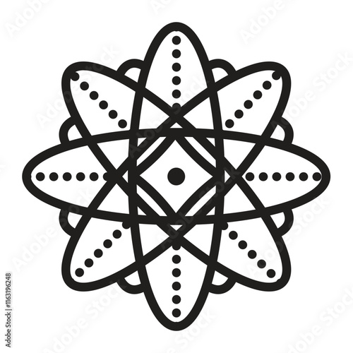 Infinity sign, flower, mandala, harmony symbol. Recycling, cyclicality. Black line vector icon. Outline monochrome illustration, editable stroke