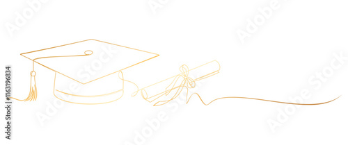 Graduation Cap line art style