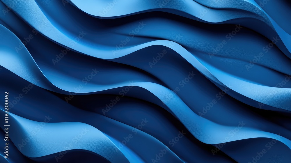 Abstract waves of blue fabric create a smooth, flowing texture. Abstract waves of blue fabric create a smooth, flowing texture.