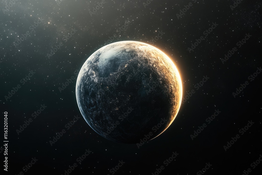 Obraz premium A Solitary Planet Shines in the Vast Cosmos