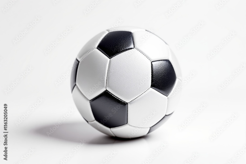 A classic soccer ball with white and dark panels, shown on a plain white background, symbolizing sports, competition, and athletic energy. Ai generative A classic soccer ball with white and dark panels, shown on a plain white background, symbolizing sports, competition, and athletic energy. Ai generative