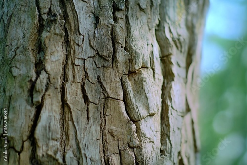 Close-up of textured tree bark showcasing natural patterns. photo