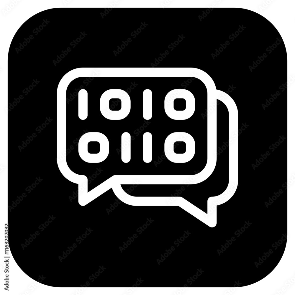 Editable binary language, message vector icon. AI technology, artificial intelligence, computer. Part of a big icon set family. Perfect for web and app interfaces, presentations, infographics, etc Editable binary language, message vector icon. AI technology, artificial intelligence, computer. Part of a big icon set family. Perfect for web and app interfaces, presentations, infographics, etc